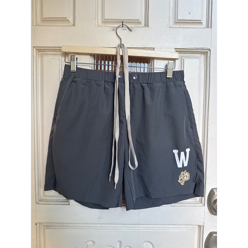Darc Sport Wolves Mens Athletic Gym Shorts Grey 5 Inch Inseam Size Small